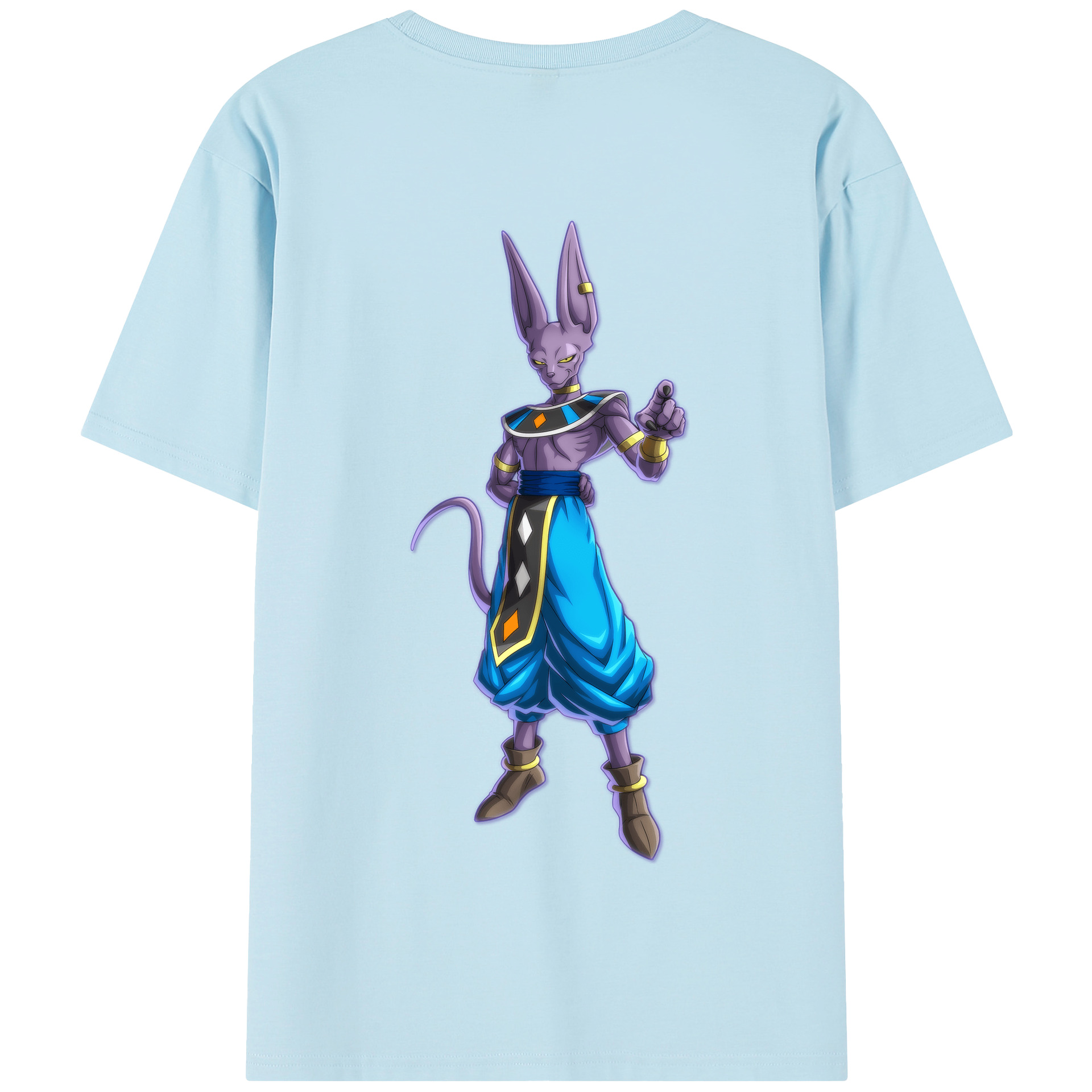 （画像用） ドラゴンボール ビルス 破壊神ビルス DRAGON BALL Beerus Birusu 綿100％半袖Tシャツ（背面プリント）